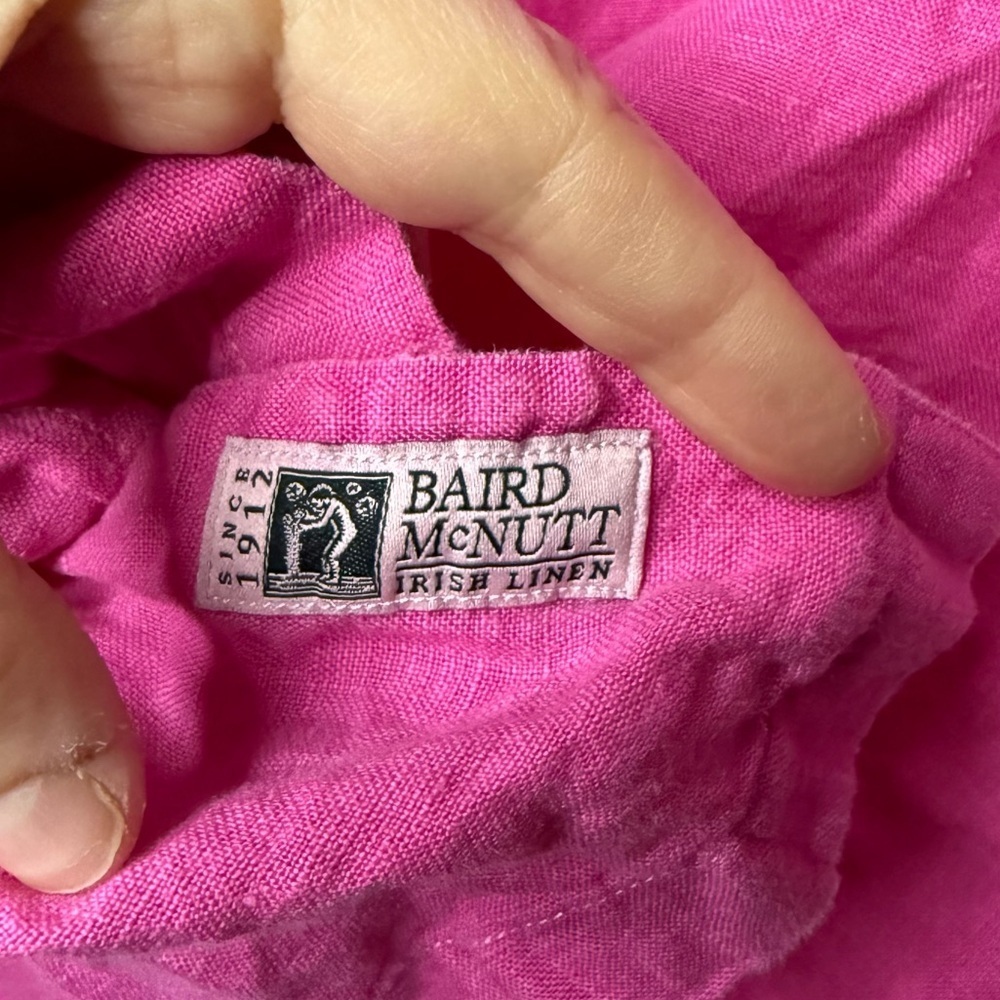 J. CREW 100% Irish Linen Bright Pink Short Sleeve Beachy Buttondown Shirt - Picture 5 of 7